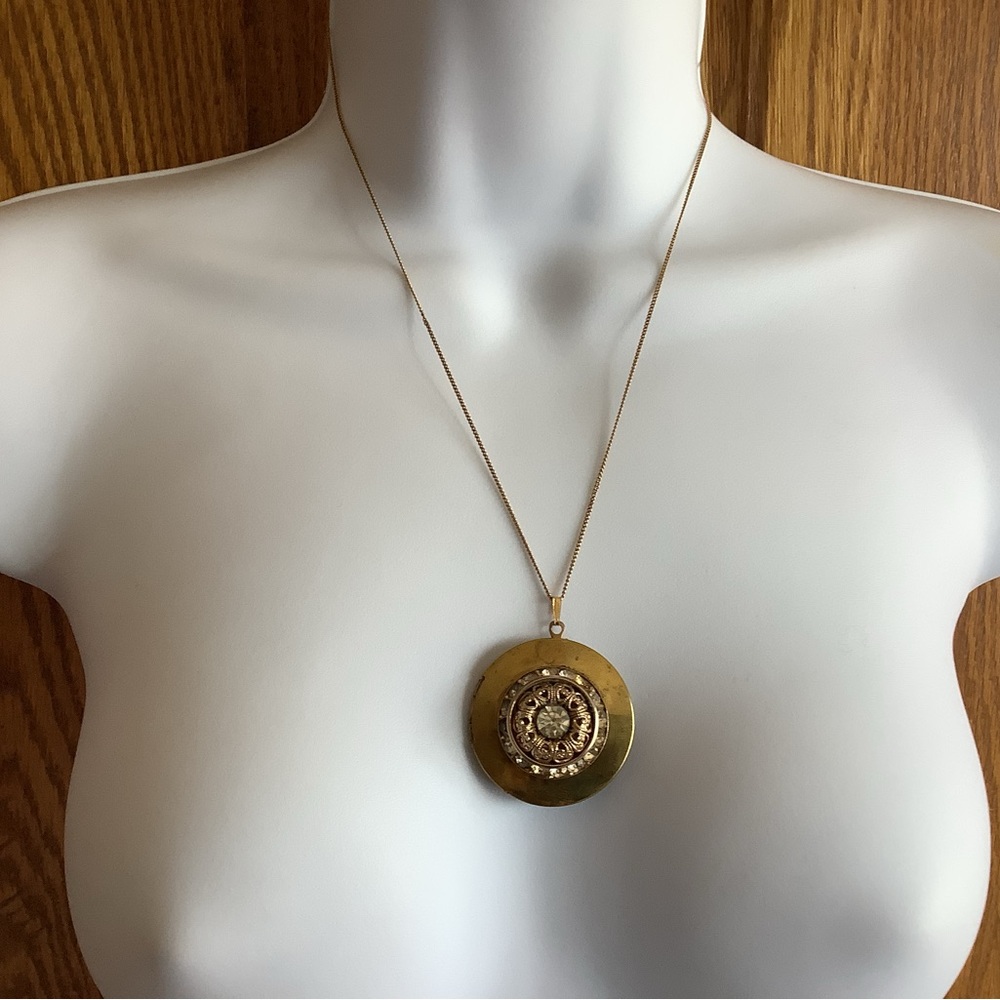 Vintage rhinestone gold tone locket